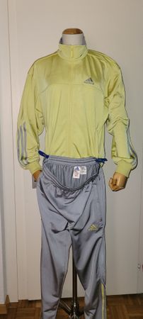 2000s Adidas Trainingsanzug Gelb/Grau, Grösse L