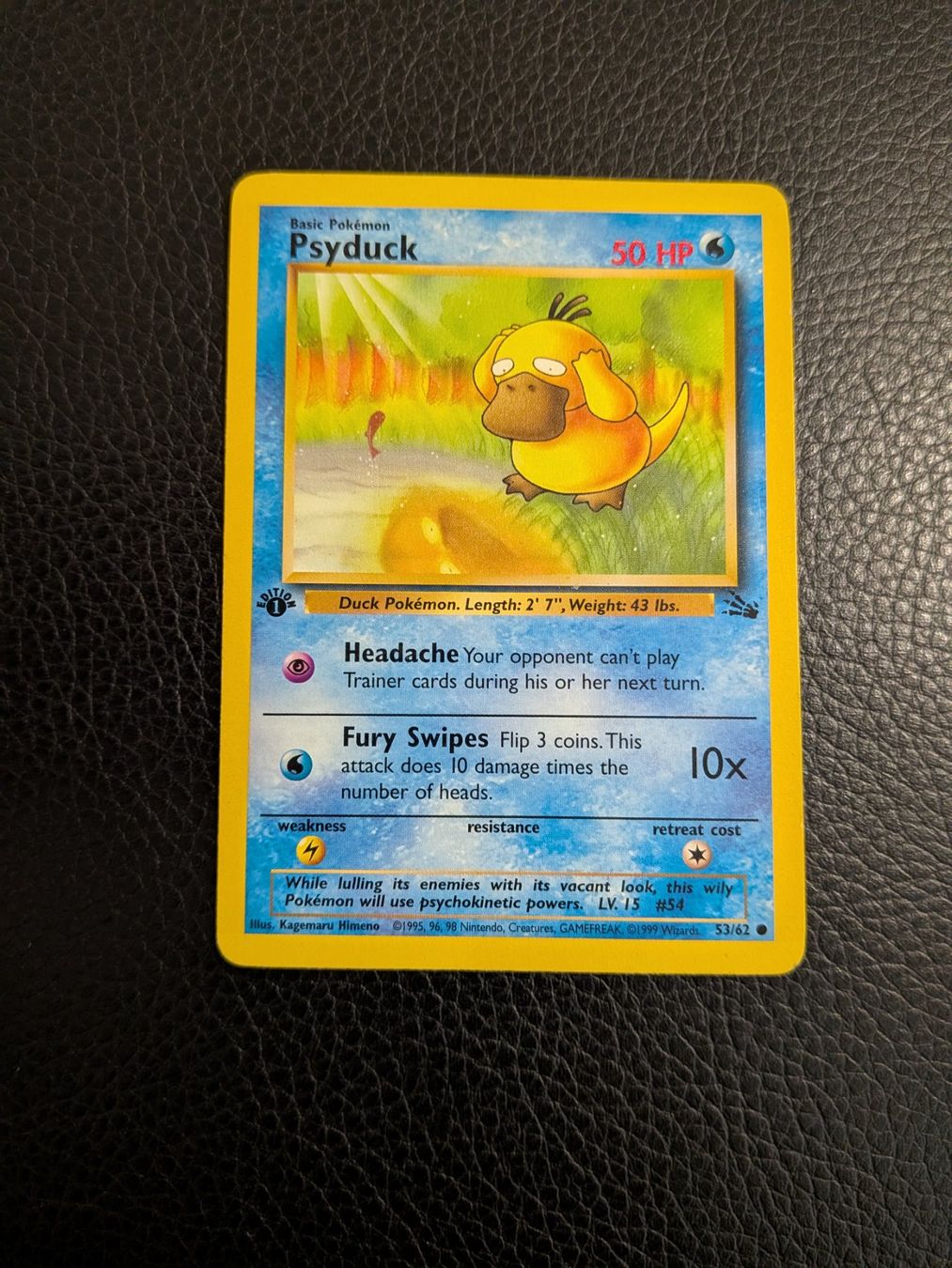 Pokémon Carte collezionabili: Fossil Psyduck 1st edition 53/62 Ab 1 – Usato da Paradiso venduto da Pkmn10