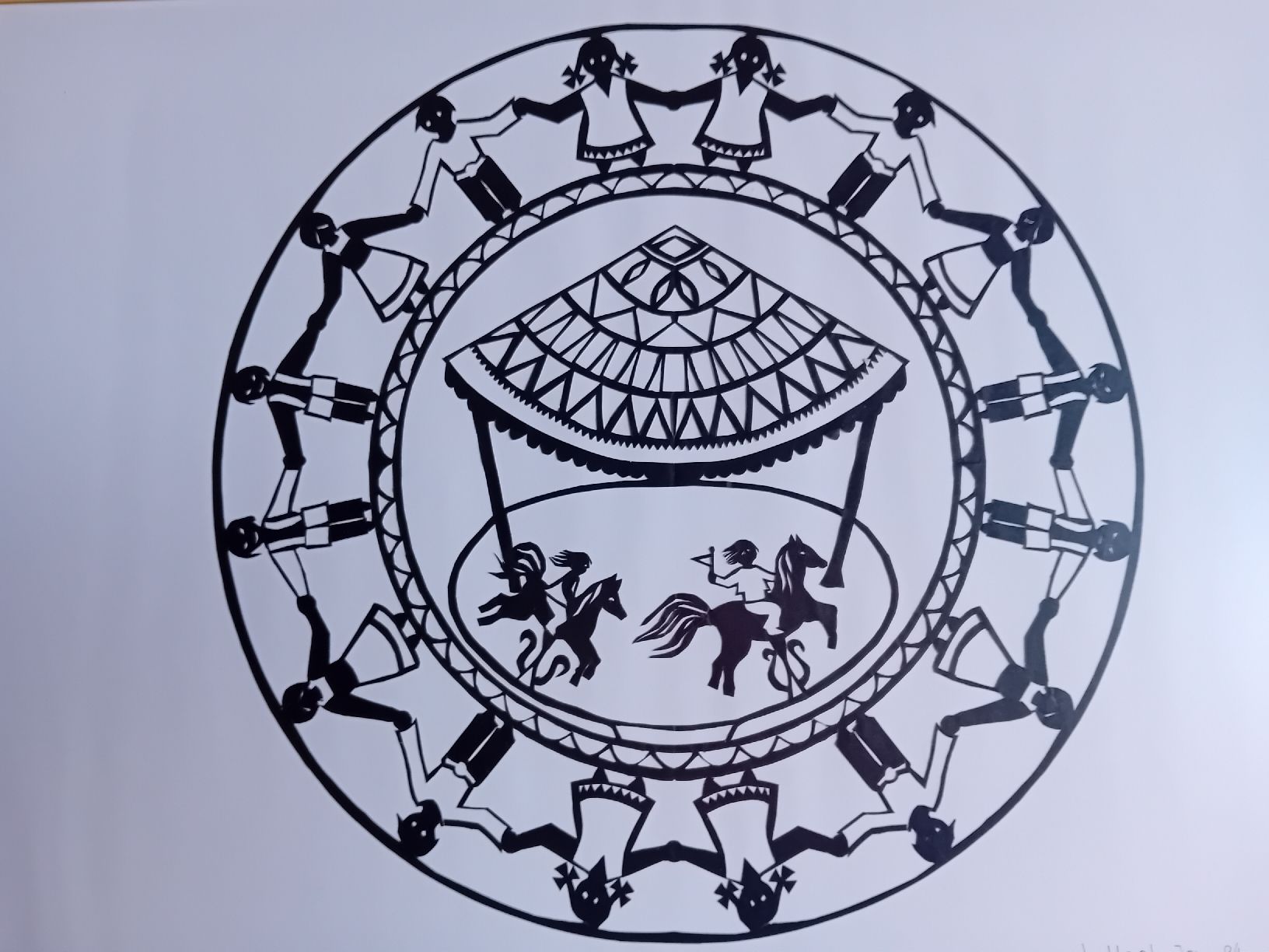Grafica & Litografie: Orginal Scherenschnitt von L.Heeb 1984 eingerahmt – Usato da Schweizersholz venduto da freyle1 2