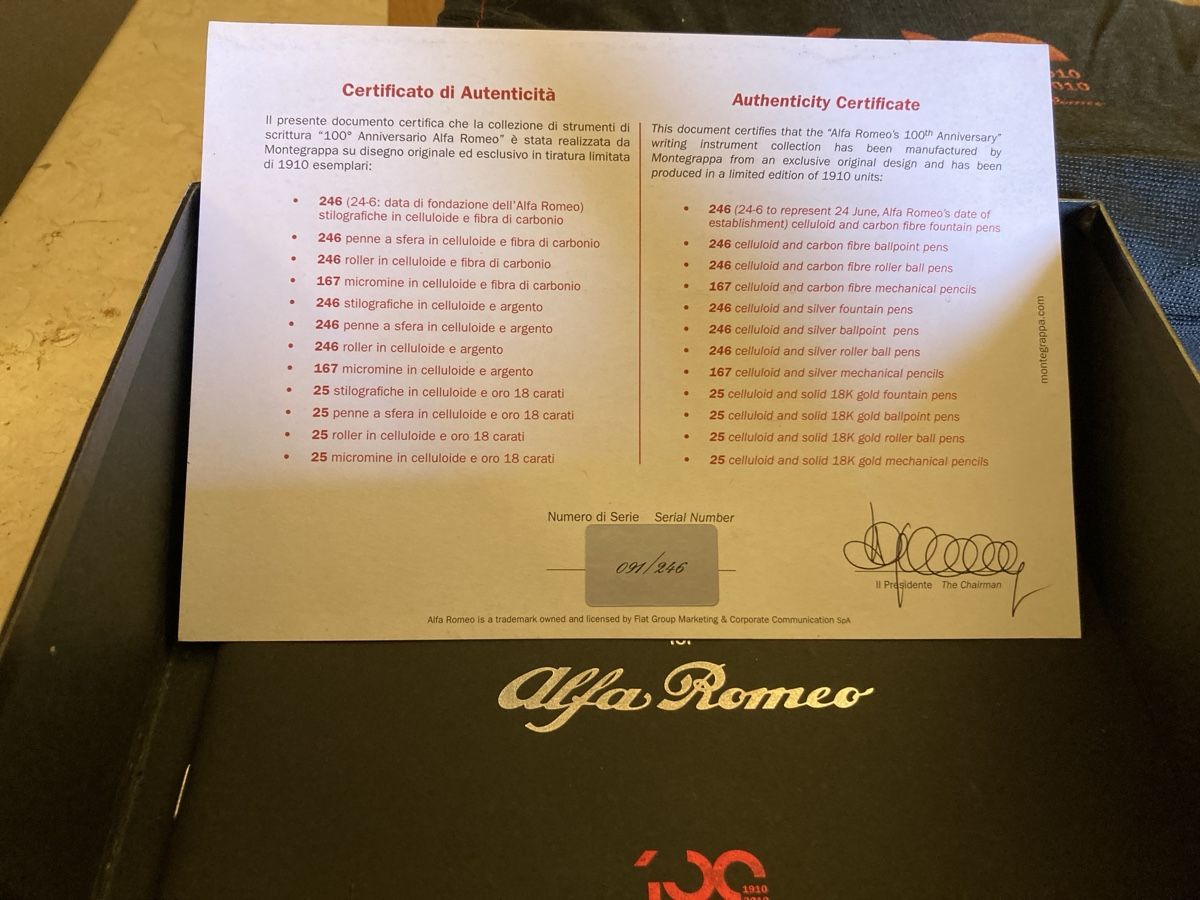 Montegrappa Penna & Evidenziatori: Alfa Roméo montegrappa édition limitée 1910-2010 – Usato da Bursinel venduto da SeveralLives 7
