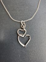 neue Halskette Sterling Silber 925 mit Doppelherzanhänger