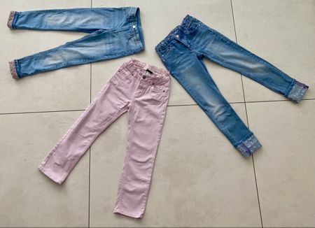 3 Jeans Hosen (1x gefüttert) Gr. 128