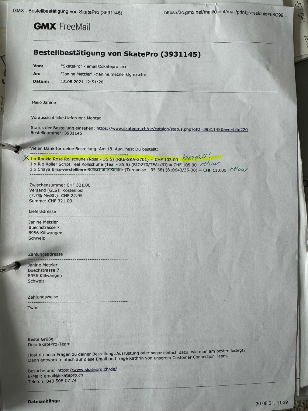 Pattini in linea & Pattini a rotelle: Rollschuhe Gr 35.5 – Usato da Killwangen venduto da Schnitzibitz 4