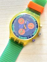 Swatch Neo Wave Uhr grün gelb mit Box 