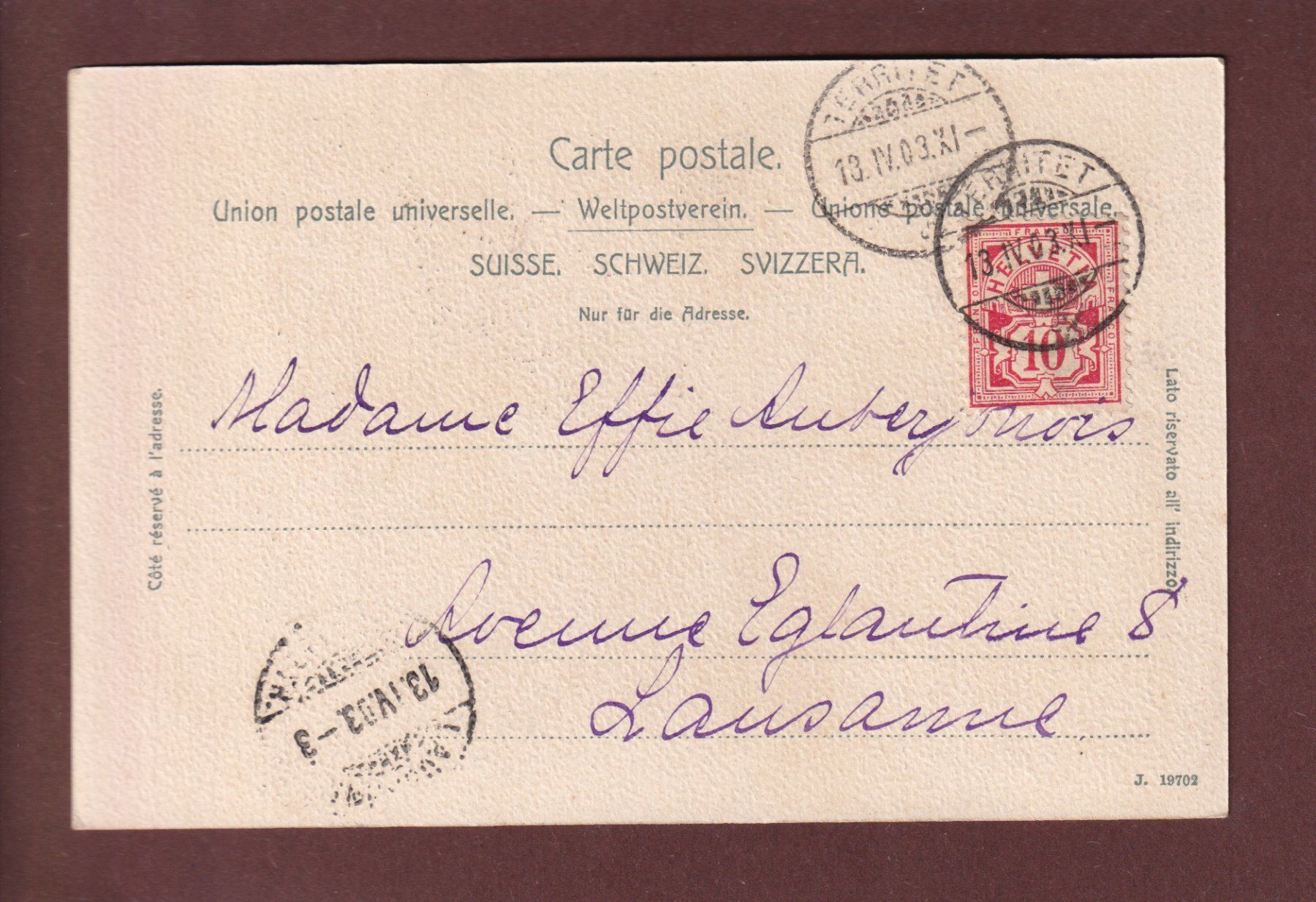 Cartoline postali: CHILLON et Montreux - 1903 – Usato da Pully venduto da nicecards 1