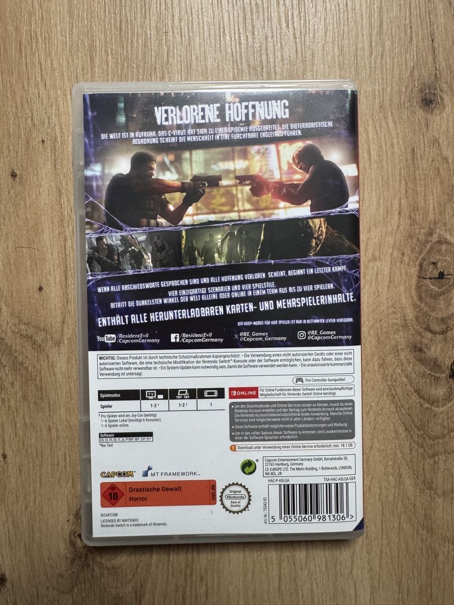Nintendo Spiele: Resident Evil 6 für Nintendo Switch Downloadcode Version – Defekt aus Biberist von etesummer 1