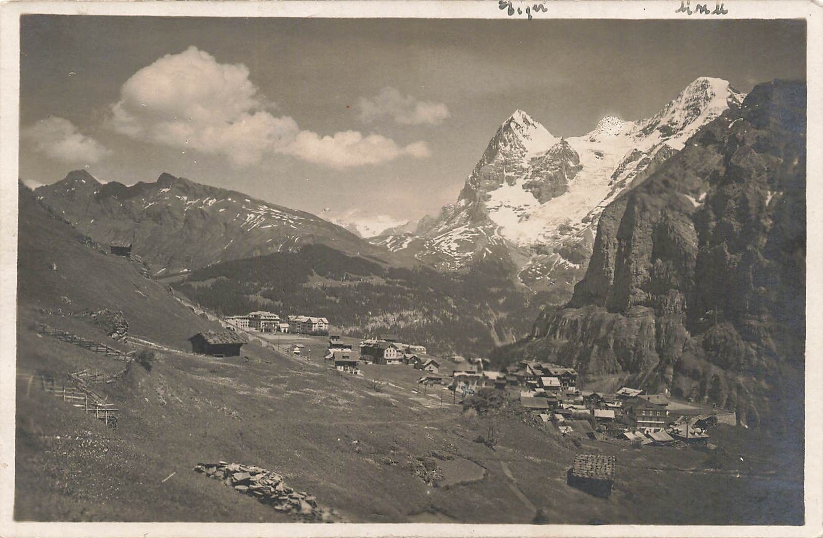 Cartoline postali: Grindelwald (BE) – Dorfblick mit Eiger – Usato da Biasca venduto da Blenio71