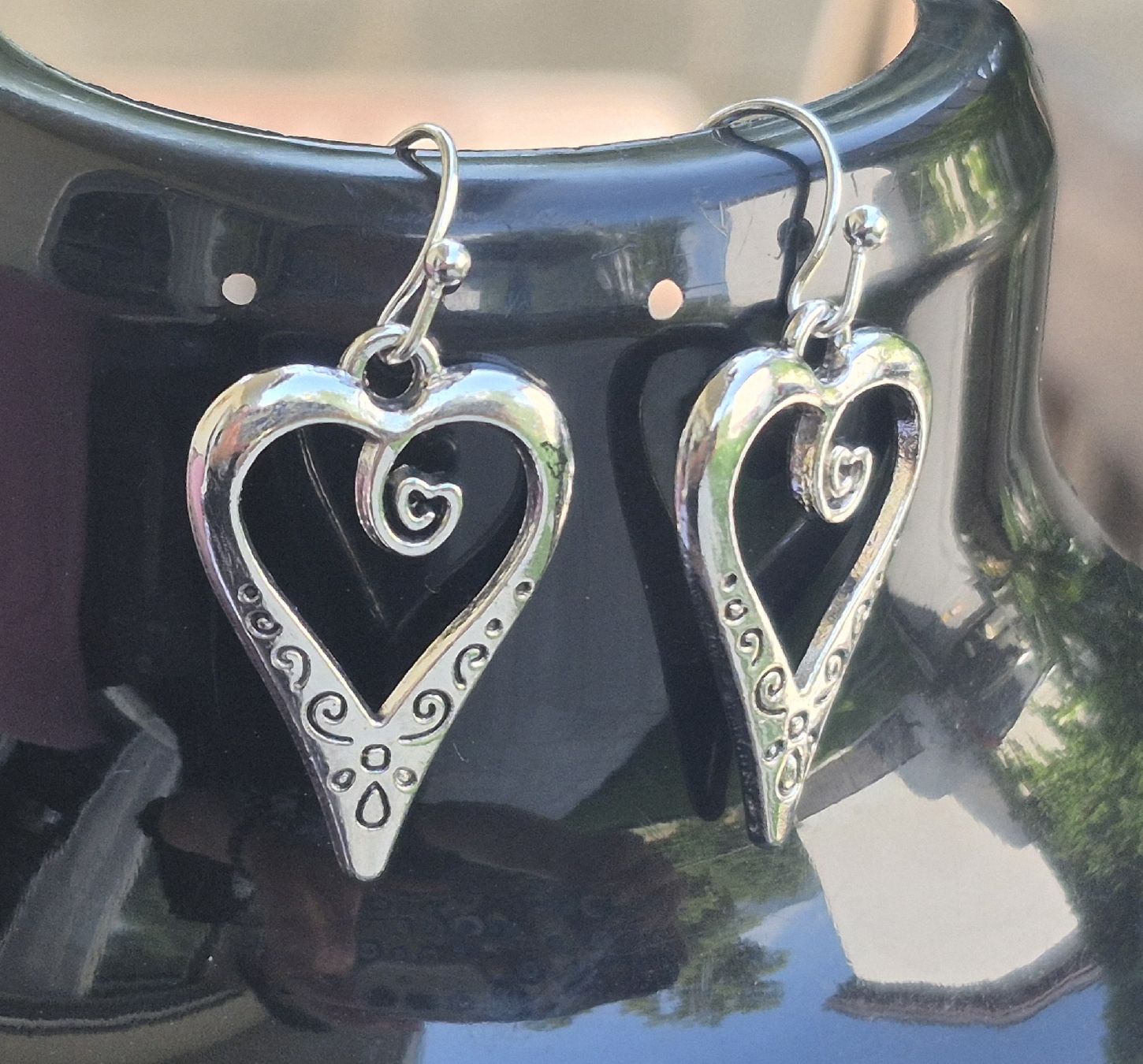 Boucles d'oreille: Orecchini pendenti cuore argento decorati nuovi – Neuf (Voir description) à Giubiasco par Stefaniav 1