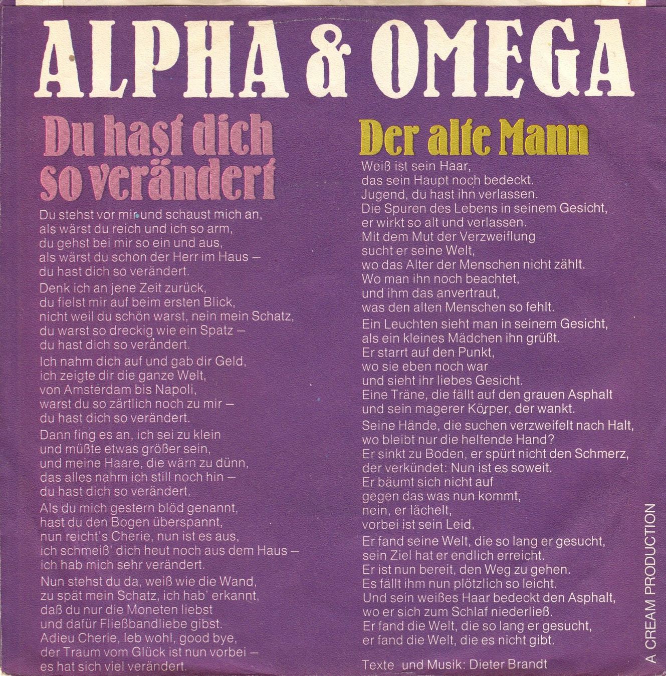 Dischi in vinile: Alpha & Omega Vinyl Single von 1971 – Usato da Volketswil venduto da Abcrecords 1