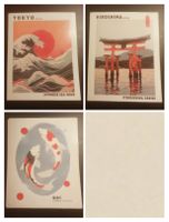 lot de 3 affiches cartonnées Japon vague Hokusai