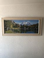 Gemälde Berglandschaft mit See, signiert, gerahmt