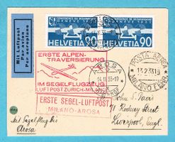 Schleppsegelflug ZH-Milano-Arosa 13.II.33 bis Liverpool !