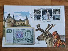 Notenbrief Bankfrische 10-Kronen-Banknote aus Schweden