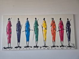 Farbenfrohes Originalgemälde – Südafrikanische Kunst