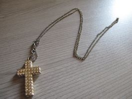 Kreuz Anhänger Mit Steinen Besetzt Mit Kette Wunderschön