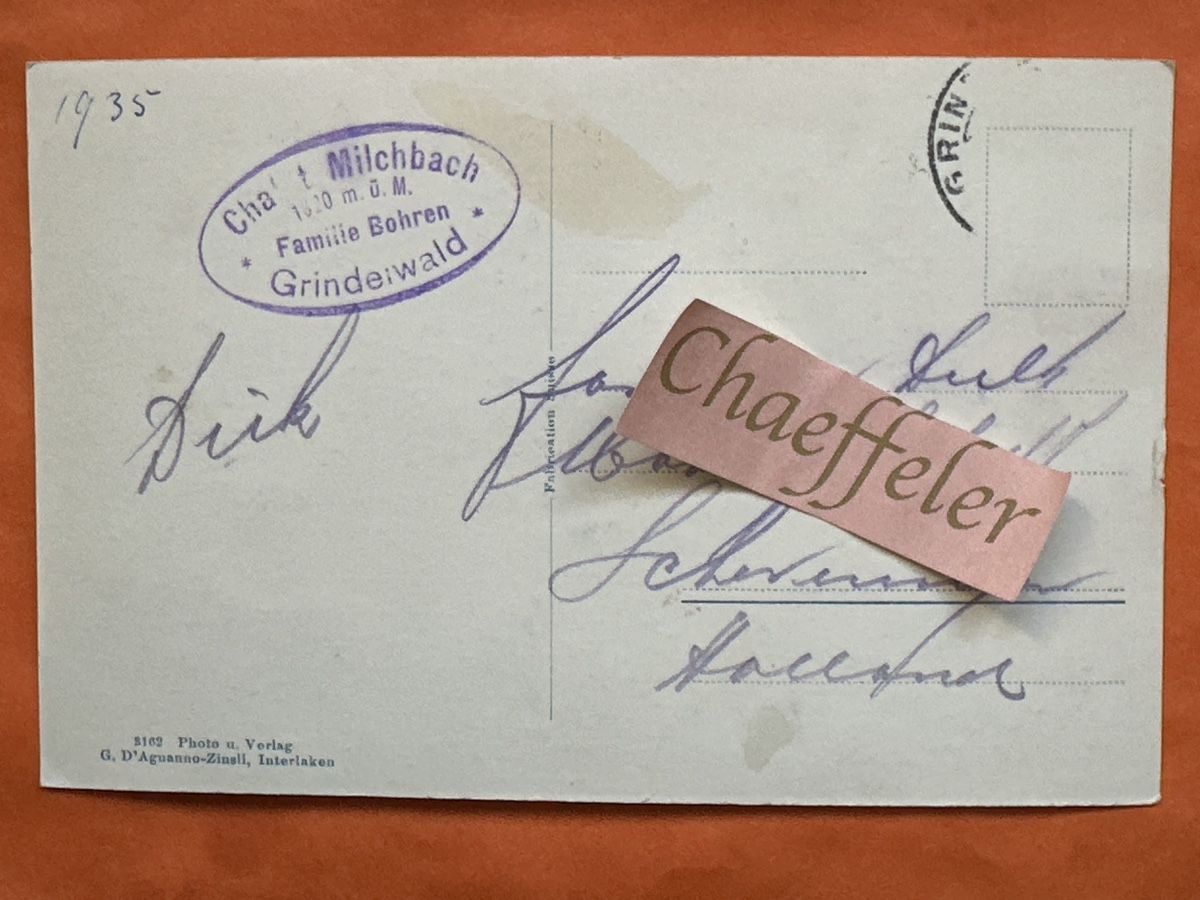 Cartoline postali: 1935 Hotel Alpenblick, Wilderswil – Usato da Zürich venduto da Chaeffeler 1