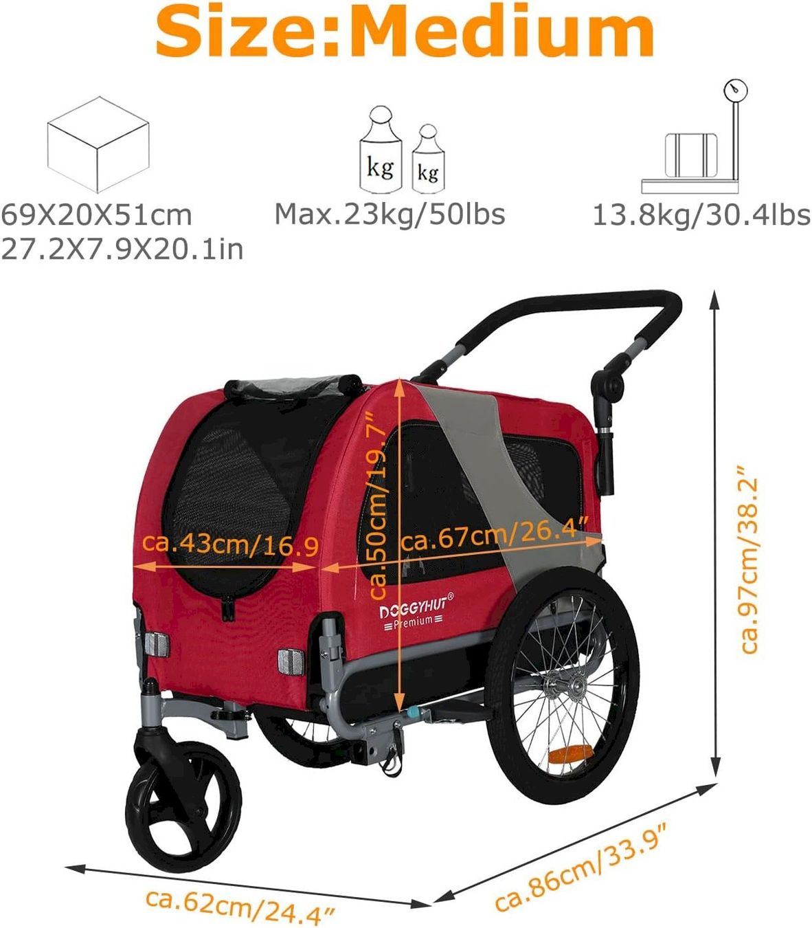 Rimorchi per biciclette: DOGGYHUT Premium MEDIUM 2in1 Rot – Nuovo e nell'imballaggio originale da Bottighofen venduto da zaap 1