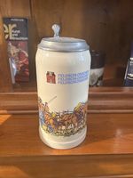 Feldschlösschen Bierkrug mit Zinndeckel (1L)