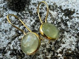 Ohrringe mit Prehnite – 925 Silber gelbvergoldet