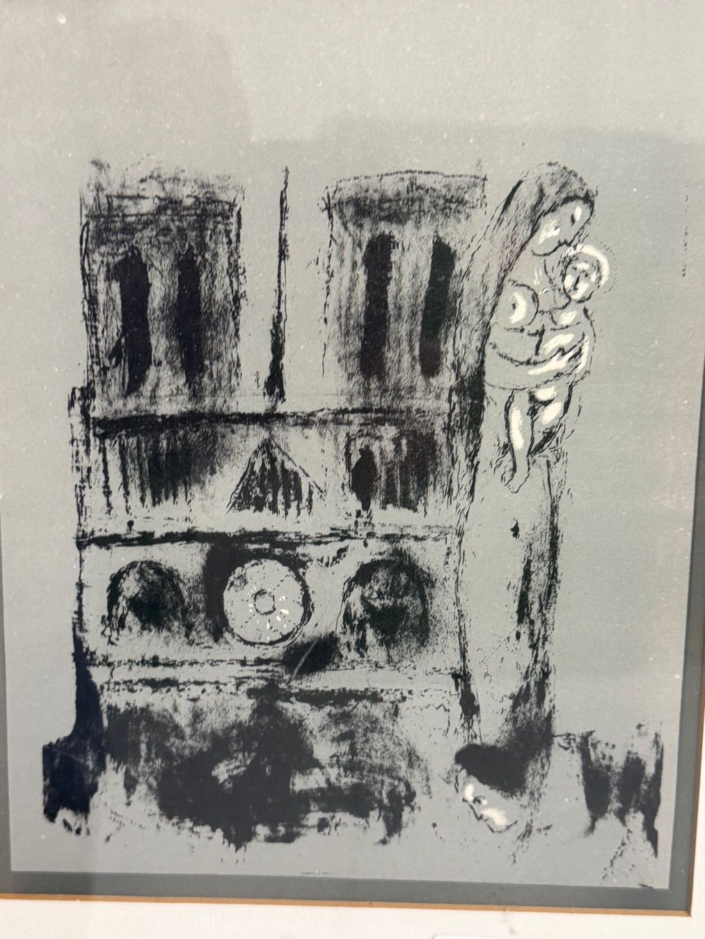 Grafica & Litografie: MARC CHAGALL 1955 Lithographie NOTRE DAME IN GRAU – Usato da Basel venduto da PAUL_ART 4