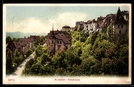 AK St. Gallen, Tellstraße mit Villen