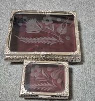Boîtes à bijoux vintage en verre et métal argenté