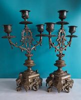 2 antike Kerzenständer Kandelaber, Bronze, Messing, Vintage