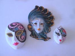 3 venezianische Masken aus Keramik