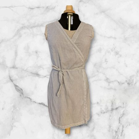 Sommer Blusenkleid Gr. 44, Wickeloptik, gestreift