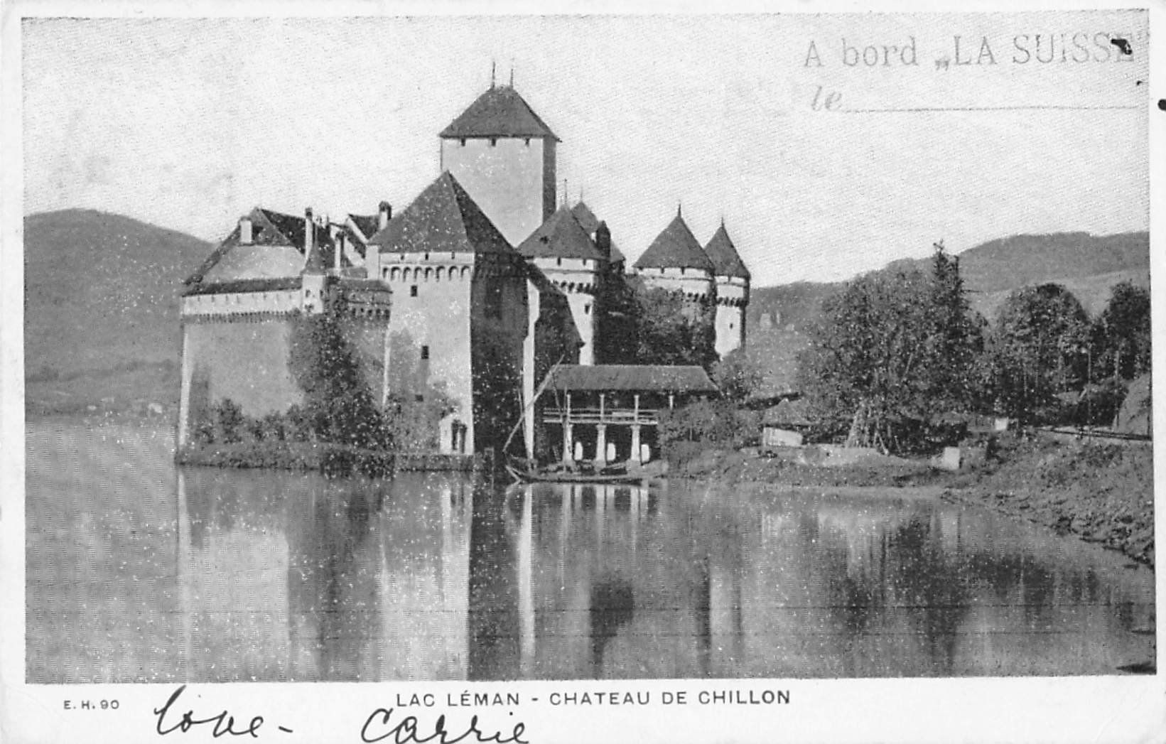 Cartoline postali: Au board de "La SUISSE"  - Chateau de Chillon 1903 – Usato da Lufingen venduto da TopAnsichtskarten