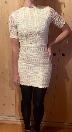 Glamour Vestito di pizzo H&M elegante bianco panna, taglia S