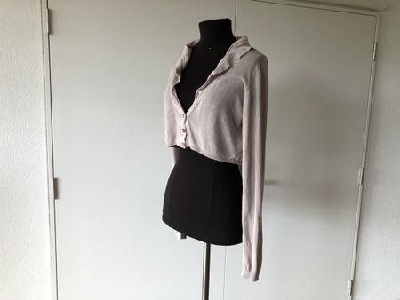 SITA MURT Strickjacke kurz Gr. 42 hellbraun/grau