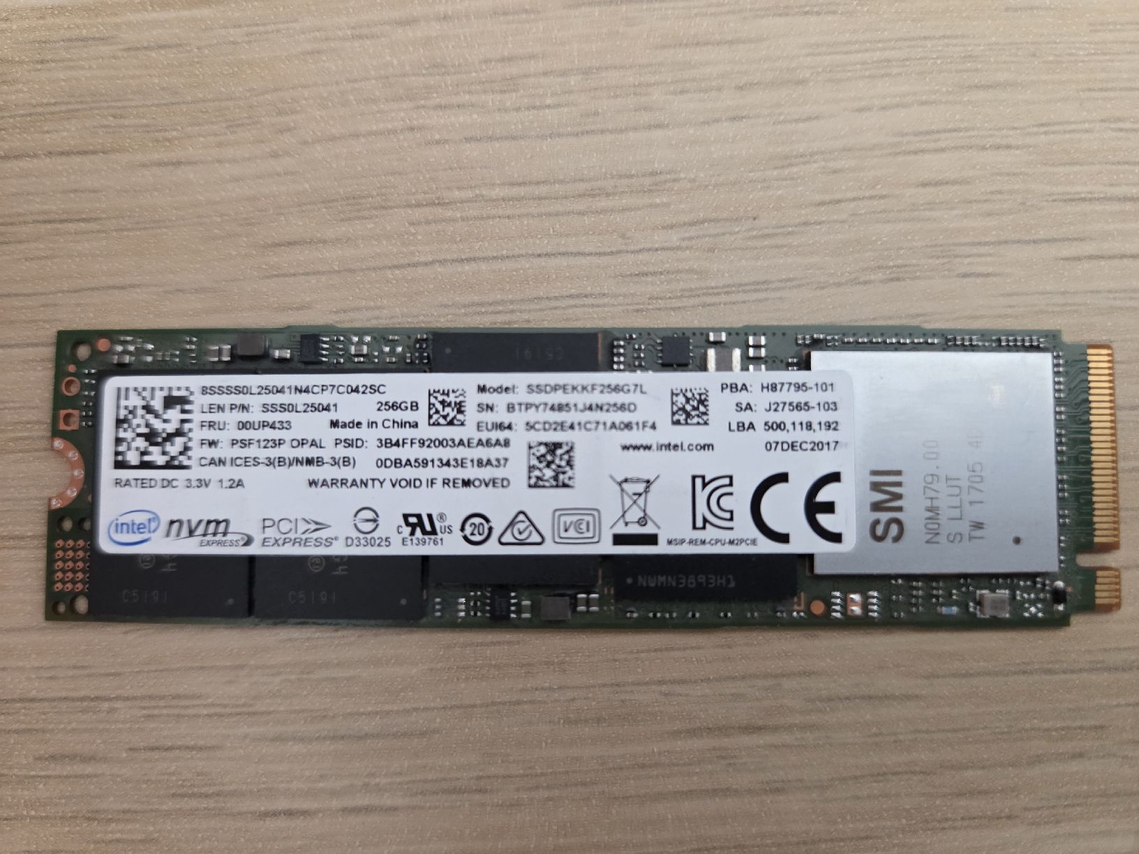 Intel Harddisks: SSD M.2 NVMe 256GB - Intel – Gebraucht aus Riaz von gre_dh62