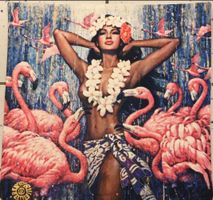Flamingos mit Frau Kissenbezug NEU