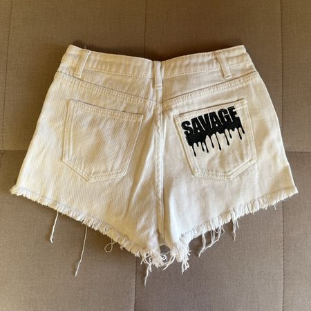 Kurze Jeans Hose in Weiss, Gr. XS
