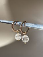 Bergkristall-Ohrringe aus Edelstahl, 18K-vergoldet, wasserfe