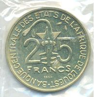 West Afrikanische Staaten 25 Francs CFA 1980 ESSAI Probe