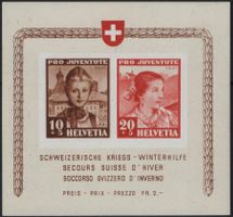 Pro Juventute Block 1941 mit ABART - Rasterfehler Y