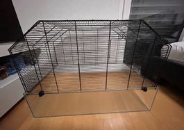 Kleintierkäfig schwarz mit Plexiglasboden / gebraucht