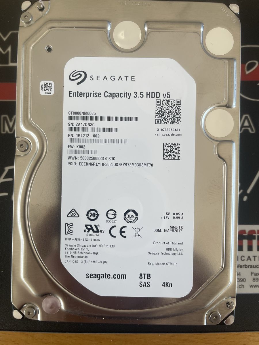 Seagate Dischi rigidi: Seagate Enterprise Capacity 3.5 HDD 8TB SAS 4Kn – Usato da Wängi venduto da Bmo
