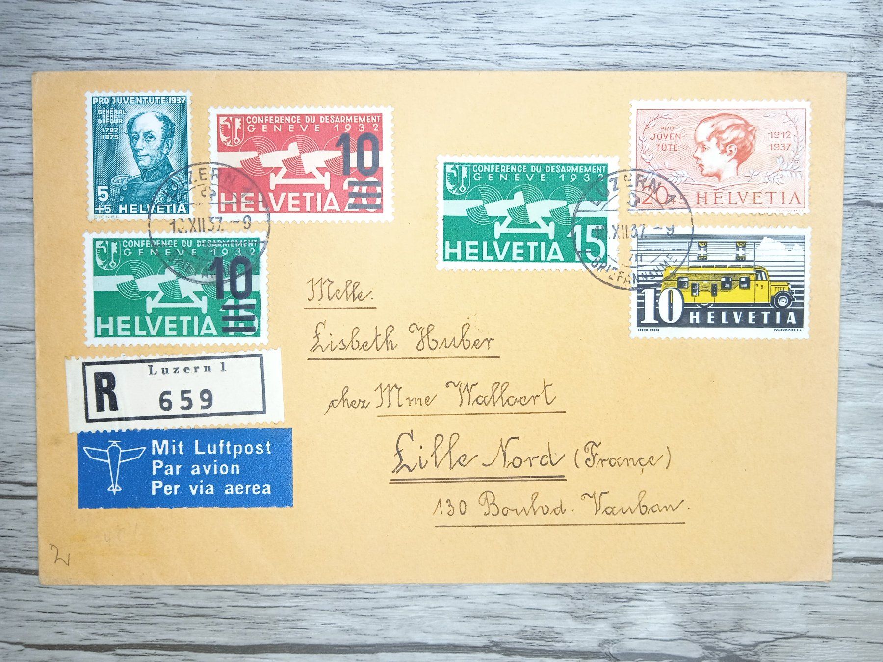 Tutti i francobolli: TR72 Enveloppe + Timbre Suisse 1937 – Usato da Cousset venduto da Patrick_Collections