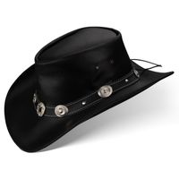 BLACK FOREST FOX STAR Western Leder Cowboy Hut Schwarz Gr XL