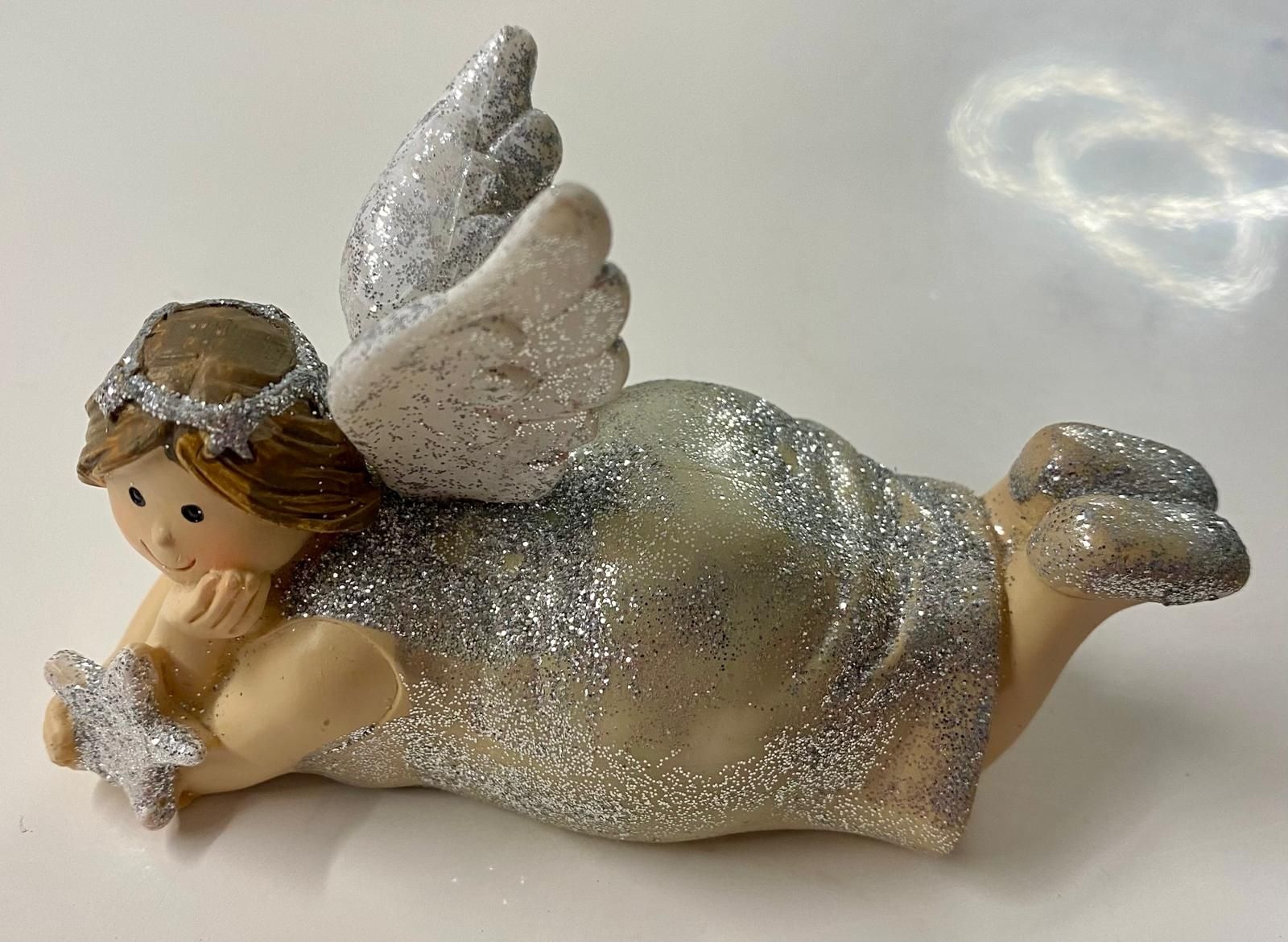 Statuette: Deko-Engel mit Stern, glitzernd, Winter – Usato da Krauchthal venduto da SamsPuce 2