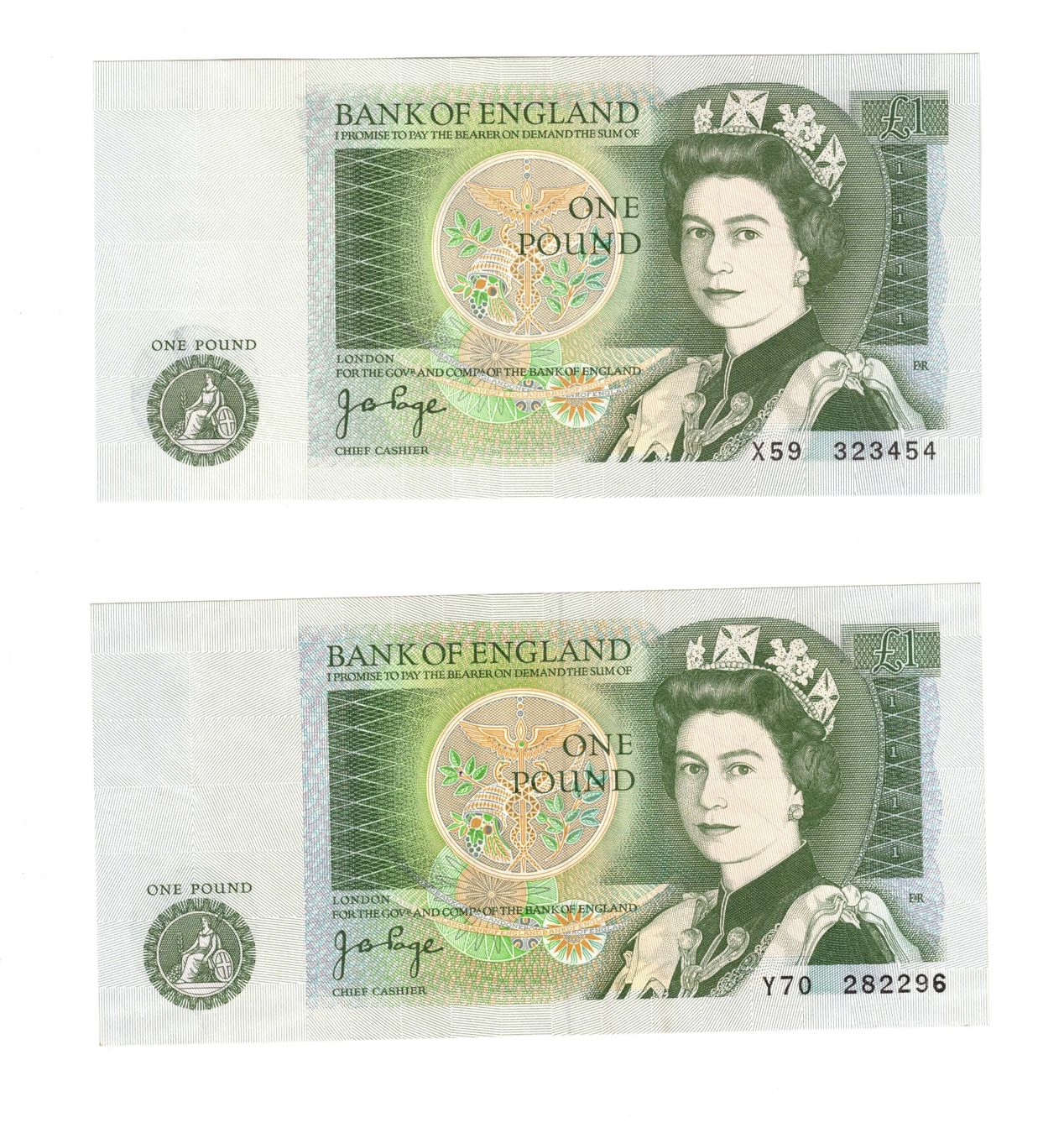 Banconote: England 2 x 1 Pfund Note bankfrisch – Nuovo (secondo la descrizione) da Bottmingen venduto da Golferin