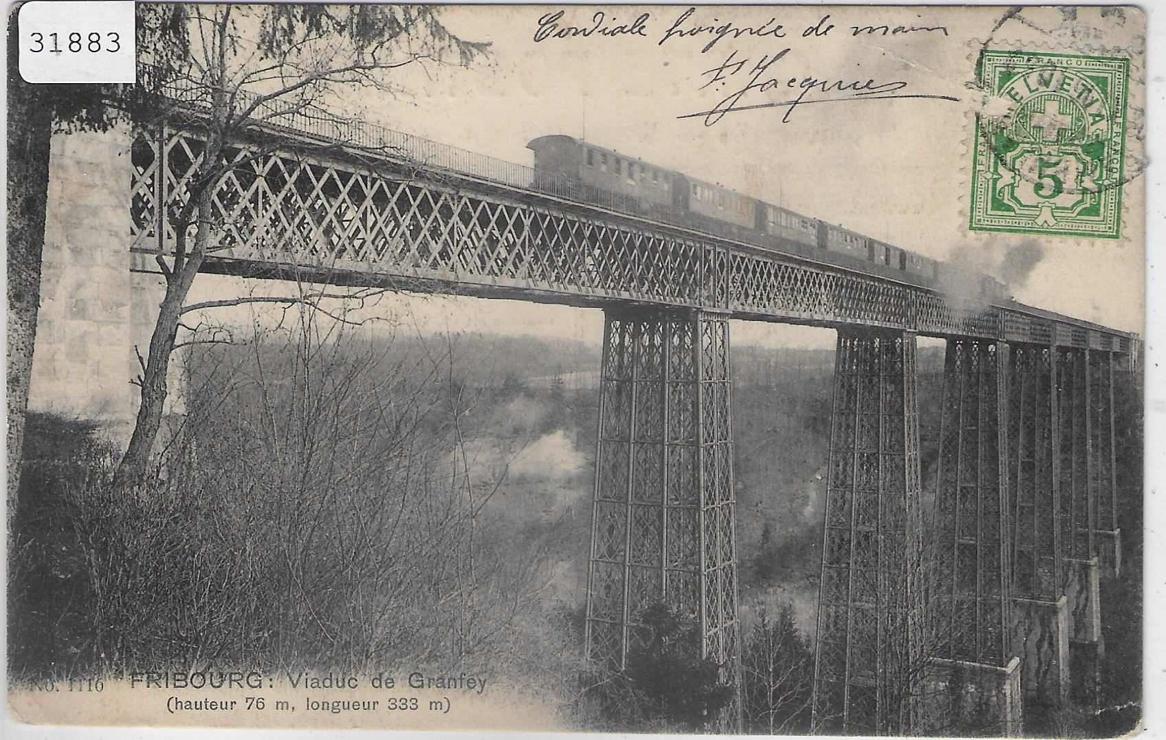 Cartoline postali: Fribourg - Viaduc de granfey mit – Usato da Ettingen venduto da Kartenplanet