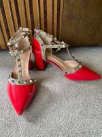 Elegante Schuhe Pumps rot gold 37 neu ungetragen