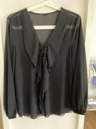 Schwarze Chiffonbluse - Transparent