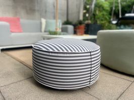 Ab 1.- Hocker gestreift grau weiss H28cm DM 52cm Zustand