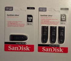 4 SanDisk Ultra USB 3.0 Flash Drive (3x 64 GB & 1x 128 GB)