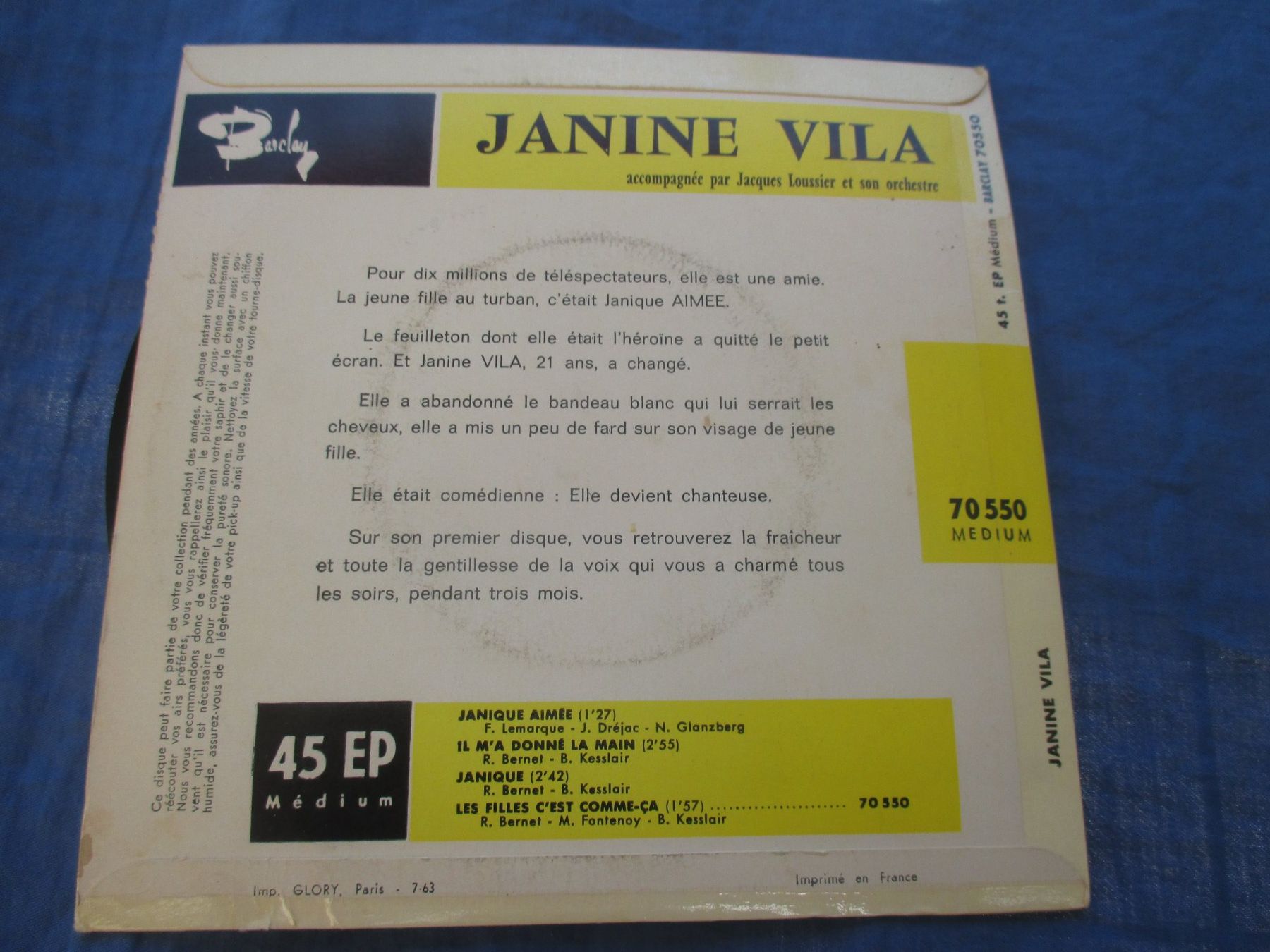 Dischi in vinile: Janine Vila EP Janique Aimée – Usato da Colombier NE venduto da Nevenma 1